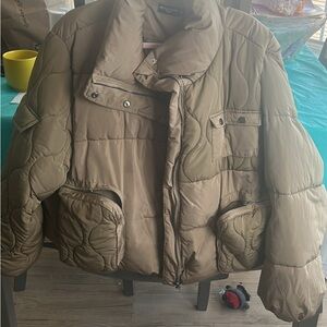 Quilted Olive Green Puffer Jacket